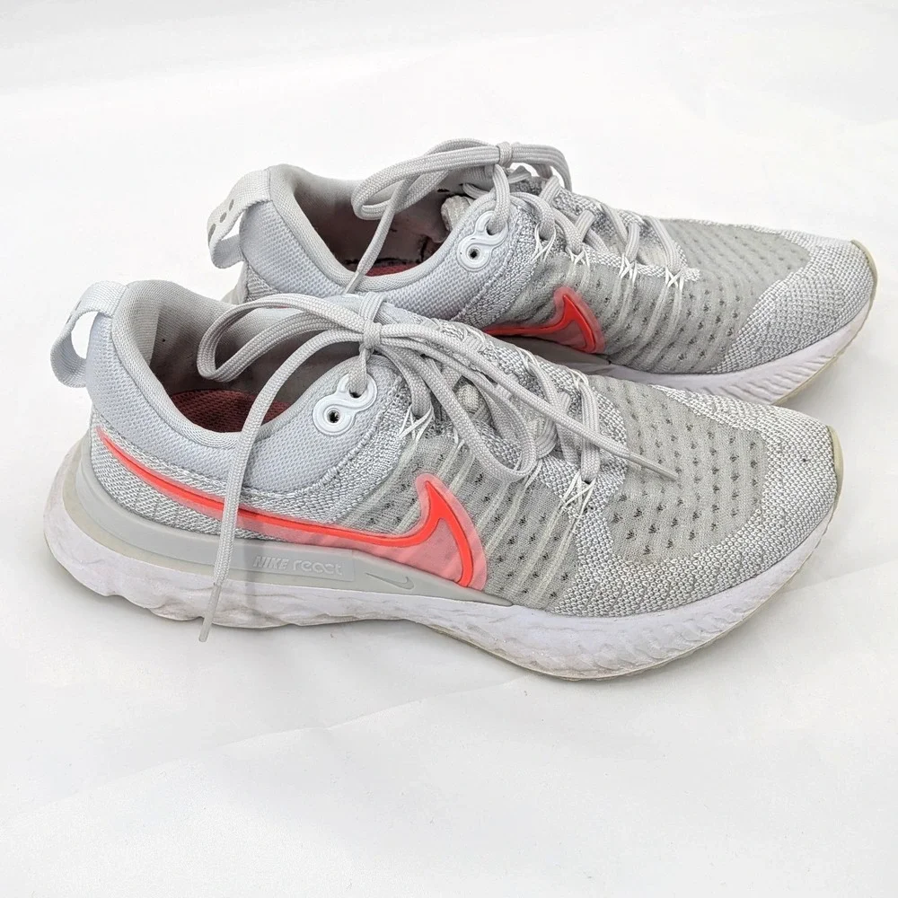 Athleisure Running Nike React Infinity Flyknit Gray Coral Trainers 7.5